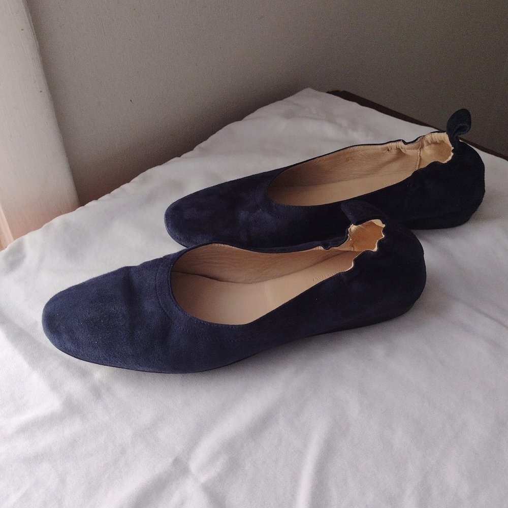 Everlane Day Glove - Dark Blue Suede Ballet Flats - Women's Sz 5.5